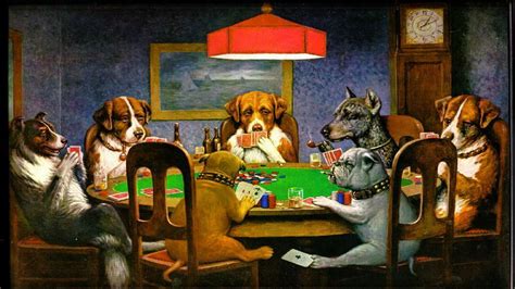 perros jugando poker